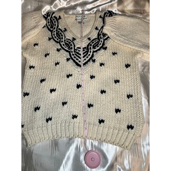 Currants Knitted by hand knit sweater women’s size Small white blue preppy VTG - Picture 5 of 8